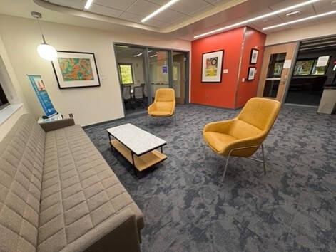 ASH lab waiting room with couch and two chairs